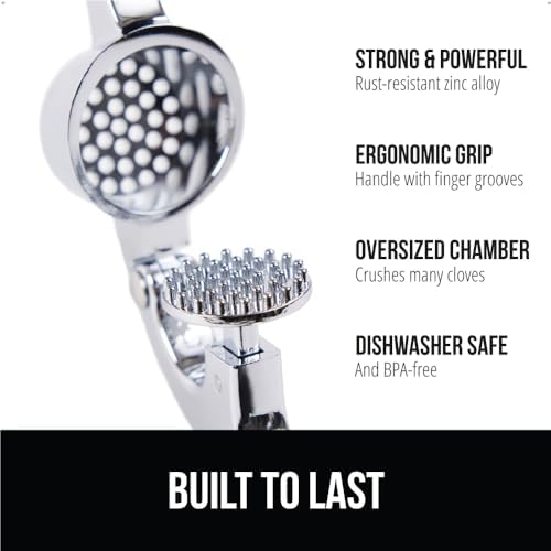 GORILLA GRIP Garlic Peeler and Press Set, Heavy Duty Mincer, Blue