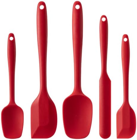 Silicone Spatula Set,5 Piece Food Grade Rubber Spatulas,RED