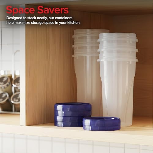 Stock Your Home 48oz Plastic Containers with Twist Top Lids (6 Pack), 1.5 Quart Freezer Containers with Lids for Leftover Food, Airtight Reusable Soup Containers, Microwave and Dishwasher Safe