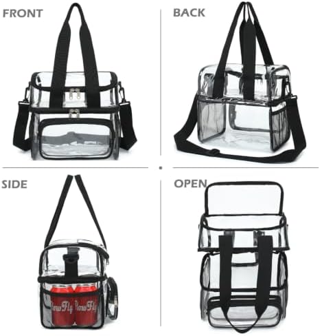 FlowFly Double Layer Cooler Insulated Lunch Bag Adult Lunch Box Large Tote Bag for Men, Women, With Adjustable Strap,Front Pocket and Dual Large Mesh Side Pockets