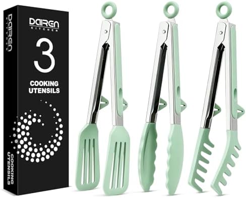 Kitchen Tongs for Cooking, Stainless Steel, Non Scratch Silicone Tip,3 Pack