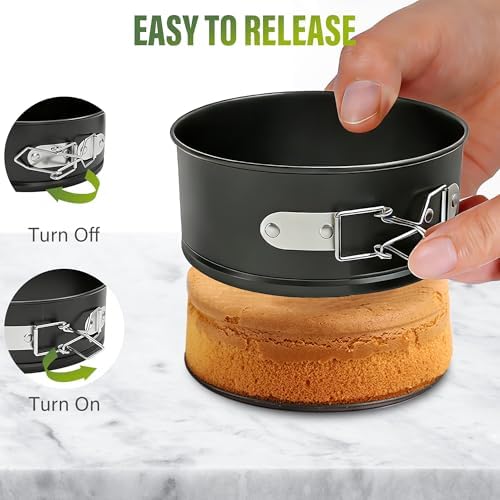 Vakoo 4 Inch Mini Springform Pan Set, Removable Bottom for Easy Release
