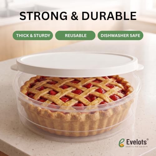 Evelots Pie Container with Lid, 2-Pack, 11-Inch, Clear, BPA-Free