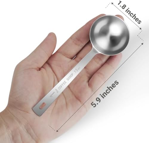 Flezoo 4Pcs 1 Tbsp 15ml Stainless Steel Long Handle Coffee Measuring Scoop