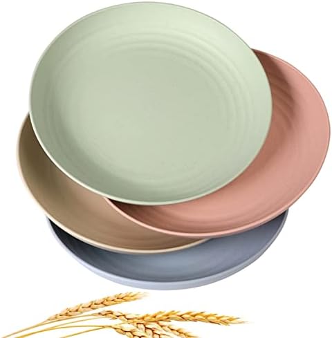 CAMBUY Wheat Straw Plates 4 Pack 10 Inch Extra Large Plate Set
