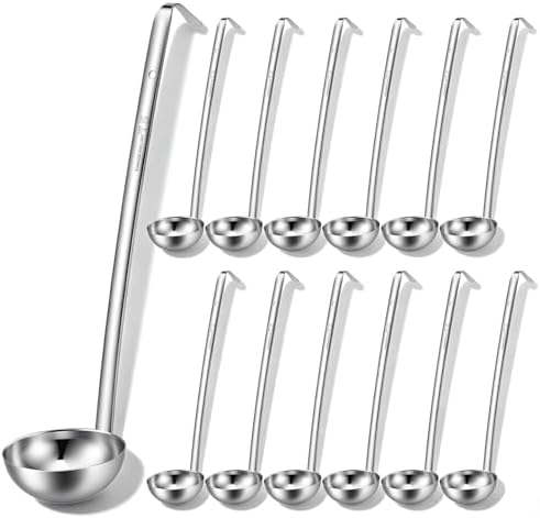 12 PCS Stainless Steel Ladle Set, 4 oz Soup Handle Ladle with Pouring Rim