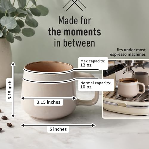 Ava Nord Stoneware Ceramic Coffee Mugs Set of 4 | 12 oz | Rose Sand