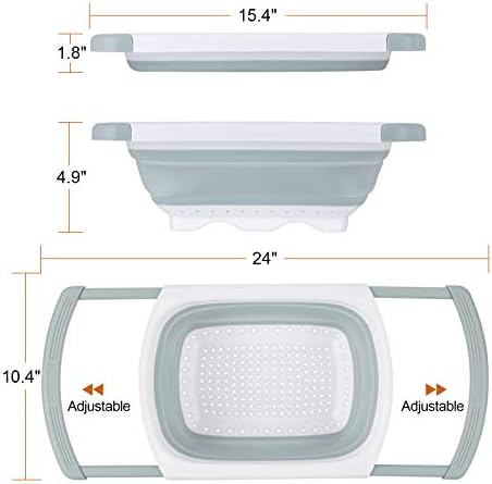 Colander Collapsible, Kitchen Strainer Colander, Collapsible Colander with Extendable Handles for Draining Veggies, Pasta,Fruit, Includes 6, 4 Quart Over the Sink Strainer Folding and 2 Quart Round