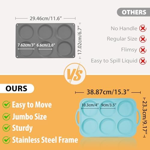 Nonstick Silicone Muffin Top Pan: 4 Inch Jumbo Silicone Egg Molds Frame