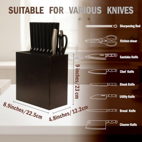 Universal Knife Holder XL Knife Block Without Knives Acacia Wood Dark Brown