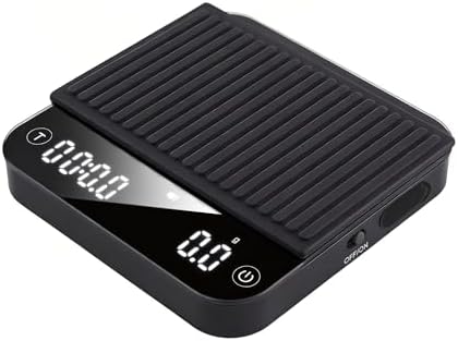 ShanSon Mini Coffee Scale with Timer,0.1g High Precision Espresso Scale,2kg/0.1g Digital Kitchen Scale with Flow Rate,USB-C Rechargeable,Waterproof Surface,Auto Timer for Pour Over & Espresso,Black