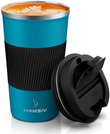MOMSIV 17oz Travel Coffee Mug, Insulated Coffee Cup with Leakproof Lid