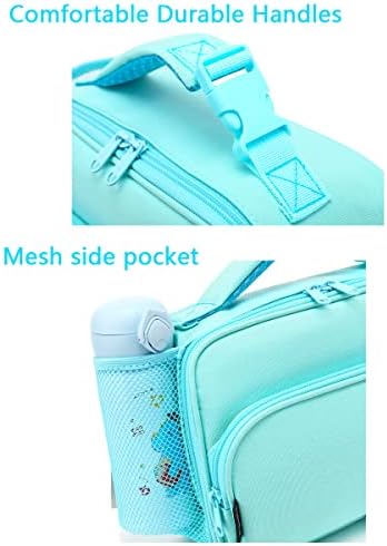 FlowFly Kids Lunch box Insulated Soft Bag Mini Cooler Back to School Thermal Meal Tote Kit for Girls, Boys,light blue
