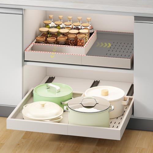 Fokyfok Pull out Cabinet Organizer,14"-21"W,17"-24"D,Expandable,Adhesive