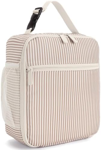 Lunch Box for Women Men Adult Insulated Lunch Bag Women Men Small Reusable Lunchbox for Work Picnic Travel (Brown Stripes)