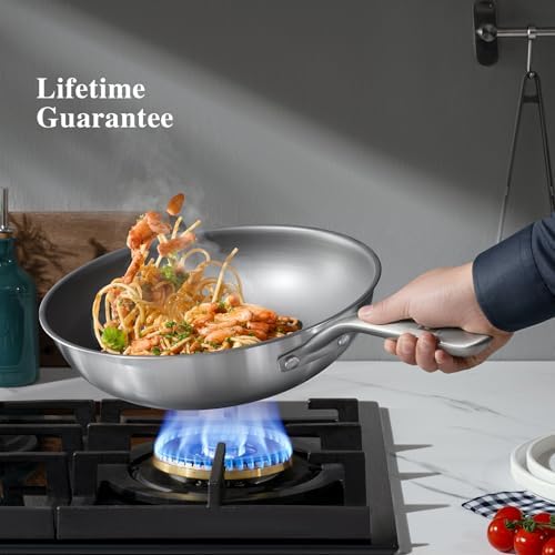 KOBACH 13 in Titanium Wok with Lid – Nonstick Wok & Stir-Fry Pan, All Stovetops & Induction Safe, Oven & Dishwasher Safe, Non-Toxic, No Coating – Durable Titanium Cookware, Frying Pan & Pot