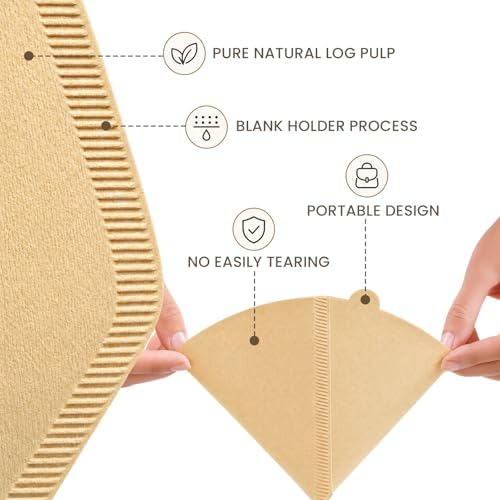 200 Count #2 Cone Coffee Filters, Unbleached Natural Paper