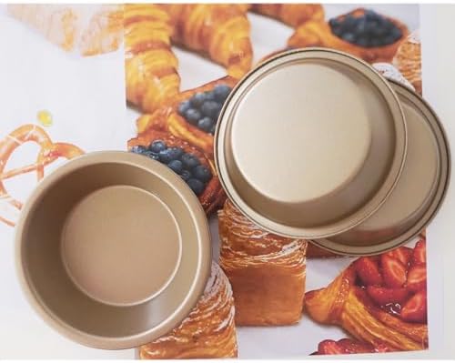 5 Inch Mini Pie Pan, Nonstick Small Round Baking Plate, 7.8OZ Gold