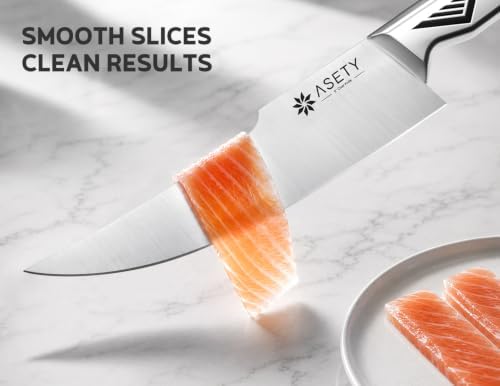 ASETY Kitchen Knife Set, 15 PCS One-Piece Stainless Steel Knife Block Set