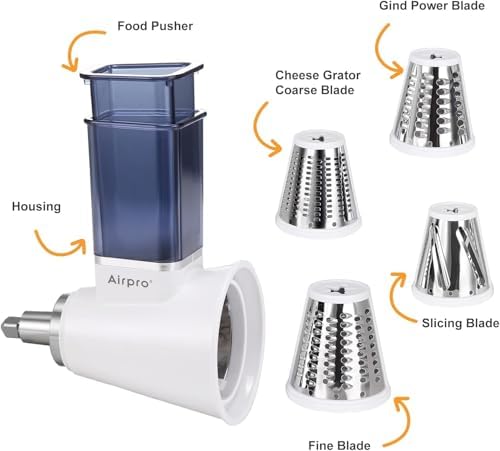 Slicer Shredder Attachment for Kitchenaid Stand Mixer, Salad Machine with Vegetable Slicer, Salad Maker, Food Slicers Cheese Grater Attachments for Kitchenaid Mixer Dishwasher Safe By Airpro,Blue