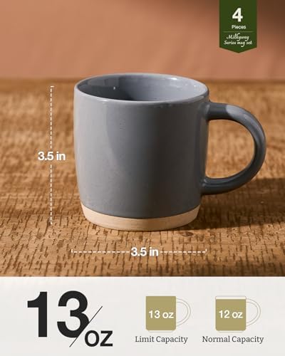 famiware Milkyway Coffee Mugs of 4, 13 oz Mug Set, Ceramic Cup with Handle