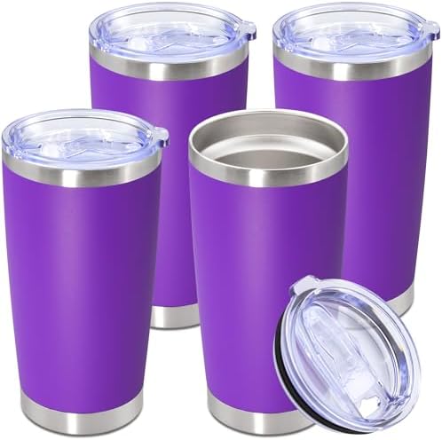 20oz Tumbler Stainless Steel Tumbler Coffee Tumbler with Lid Purple, 4P