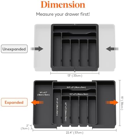Lifewit Expandable Silverware Drawer Organizer, Kitchen Utensil Tray