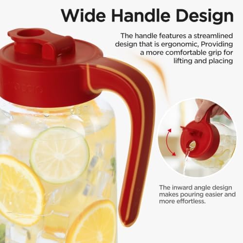 Mason Jar Pitcher, 64 oz (2 quart), Glass Pitcher with Lid