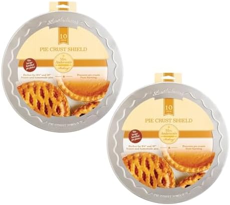 Mrs. Anderson's Baking Pie Crust Protector Shield, Set Of 2, Fits 9.5-Inch And 10-Inch Pie Plates, Prevents Over-Browning And Spills