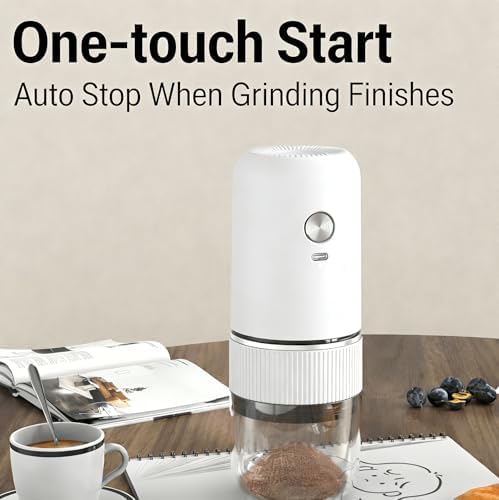 Electric Coffee Grinder Automatic Spice Grinder Rechargeable Salt Mill Pepper Grinder Adjustable Coarseness Removable Design Kitchen Tool