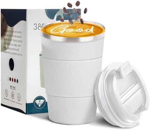 Insulated Travel Coffee Mug, Stainless Steel Coffee Cup with Leakproof Lid