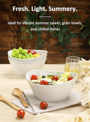 48 oz Porcelain Salad Bowls, Large Serving Bowls for Pasta, Set of 4