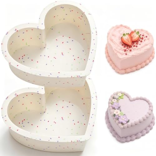 6 Inch Small Heart Shaped Cake Pans Silicone for Baking, 2 Pcs