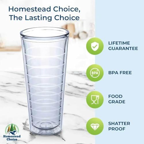 Insulated Drinking Glasses 22oz 2-pack - Great for Iced Coffee & Hot Drinks