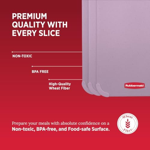 Rubbermaid 3pc Reversible Wheat Fiber Cutting Board Set | BPA Free Non Toxic Cutting Boards for Kitchen – Dishwasher Safe, Non-Slip Corners & Lightweight | For Meat, Veggies & Fruits