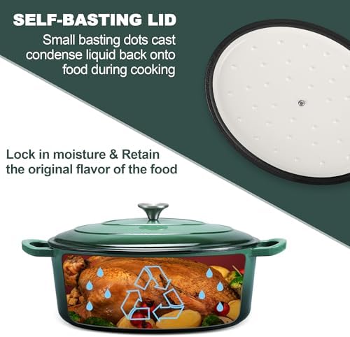 E-far 5QT Oval Dutch Oven Pot with Lid, Enameled Cast Iron Dutch Oven