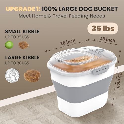32-35 Lbs Dog Food Storage Container Wheels,Collapsible Dog Food Container