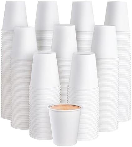 JOLLY PARTY 300Pack 10oz Disposable Paper Coffee Cups White Hot Coffee Cups