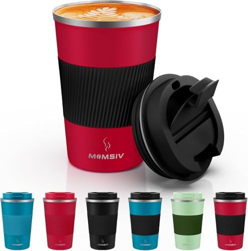 MOMSIV 12oz Travel Coffee Mug, Insulated Coffee Cup with Leakproof Lid