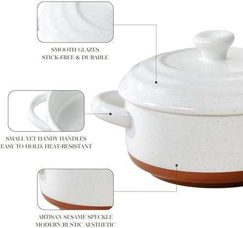MALACASA 12 OZ Small Casserole Dishes for Oven, Mini Cocotte Set of 4