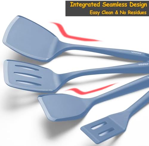 Silicone Spatula Set, 600°F Heat Resistant Silicone Spatula Turner Flipper for Cooking, Non Stick and Non Scratch Kitchen Utensils for Eggs & Pancakes, 4 Pack,Starry Blue