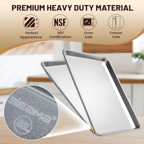 BIEAMA 6 Pack Half Size Baking Sheet Pan, Aluminum Commercial Pan 18" x 13"
