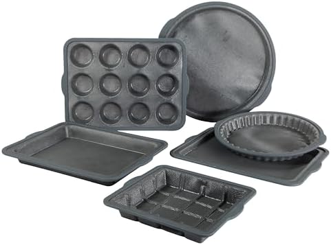 Calphalon Omni Bakeware Set, 6-Piece Baking Sheet Set, Baking Pans Set, Silicone Bakeware with GlassFlex Technology & Micro-Woven Glass Core, Nonstick Surface with Even Heating for Baking