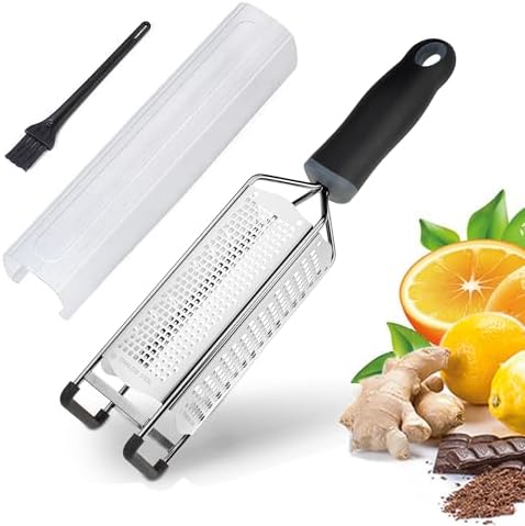3-in-1 Lemon Zester & Cheese Grater, 304 Stainless Steel, 12-Inch, Black