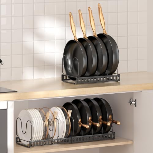 MUDEELA Expandable Pot Pan Lid Organizers inside Cabinet, 20 Divider-Black