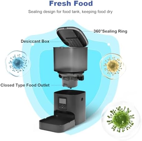ANDOLL HOME Automatic Cat Feeder, Cat Food Dispenser with 10s Voice Recorder, Pet Feeder up to 8 Meals per Day, Timed Feeder with Dry Food Sealed Ring
