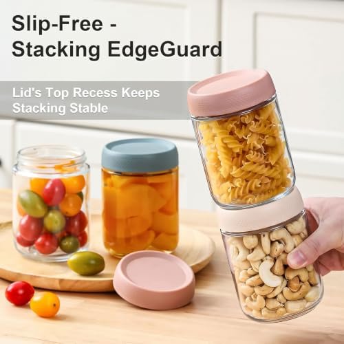 Airtight Glass Food Storage Containers with Screw Lids, Wide Mouth Overnight Oats Jars, Meal Prep Containers for Salad Dressing, Condiment, Spice, Baby Food Snacks (Mix-9Pack)