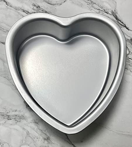 8 x 3 Inch Heart Shaped Cake Pan, Aluminum Heart Cake Tin, Baking Cake Pan for Wedding, Party, Family Occasions, Chocolate, Bread. (Heart, 8 x 3 Inch)