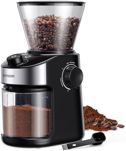 SHARDOR Burr Coffee Bean Grinder, 32 Settings, 40-Second Timer, Black