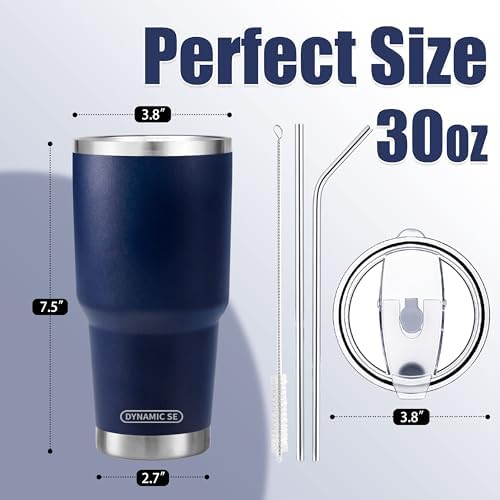 D·S 30 oz Navy Tumbler Double Wall Vacuum Insulated Travel Coffee Mug